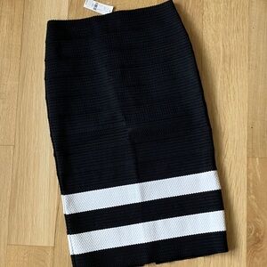 NWT NY & Co Black and White Striped Women's Bandage Skirt